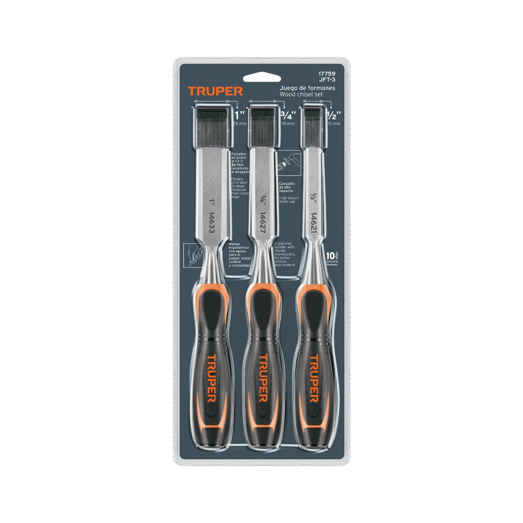 Formones x 3 17759 (13,19 y 25mm) TRUPER