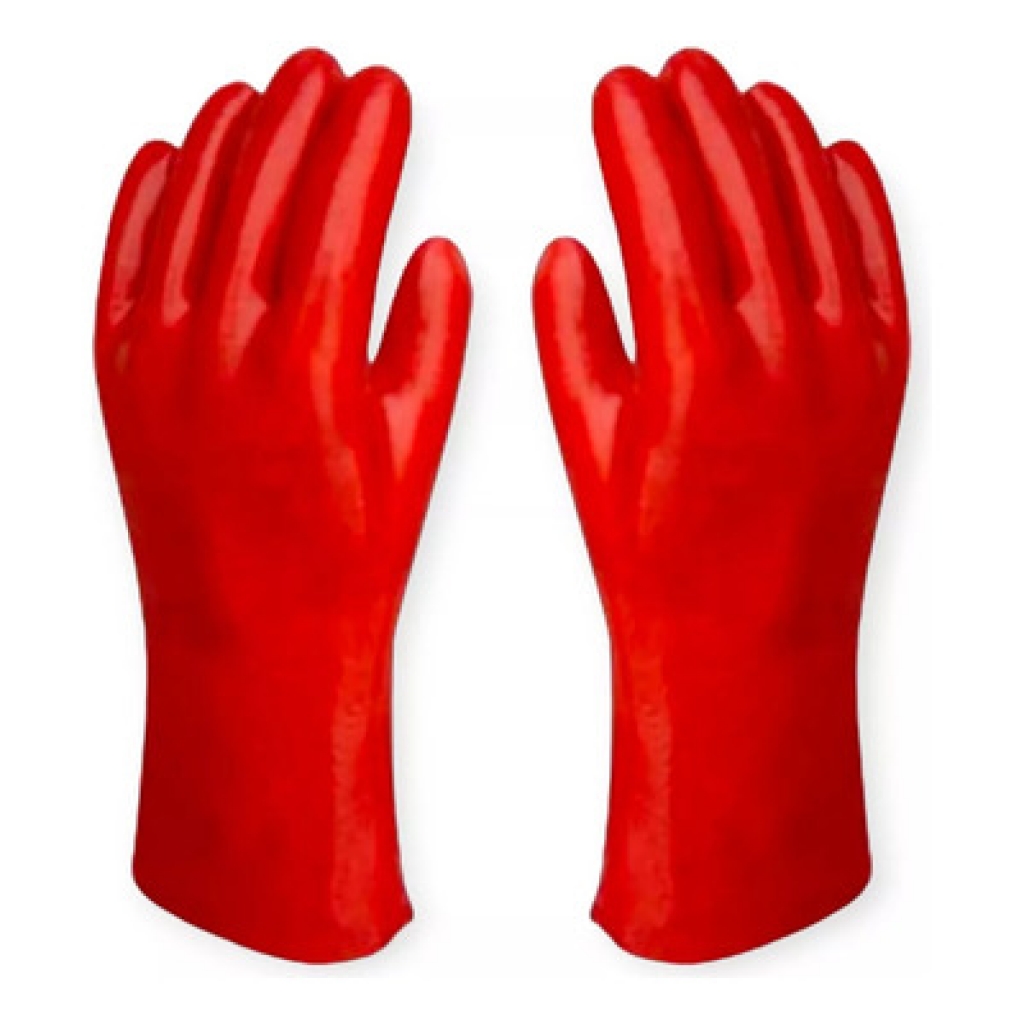 Guante Pvc Rojo Corto Pesado 30cm T/10