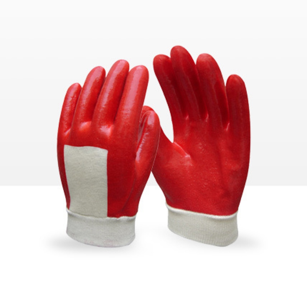 Guante Pvc Rojo Puno Elastizado T/10